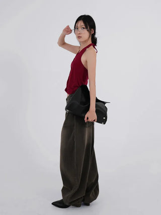 Kubin Basic Linen Halter Sleeveless Cardigan