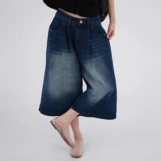 Dayu Front Pintuck Bermuda Denim Pants