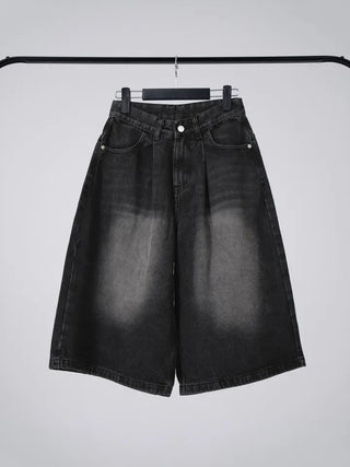 Dayu Front Pintuck Bermuda Denim Pants