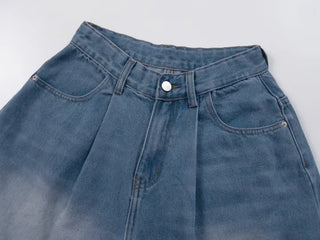 Dayu Front Pintuck Bermuda Denim Pants