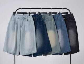 Dayu Front Pintuck Bermuda Denim Pants