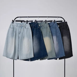 Dayu Front Pintuck Bermuda Denim Pants