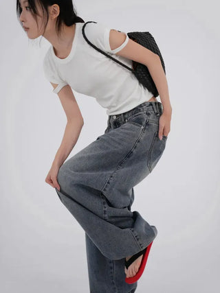 Nepo Mega Balloon Fit Washed Denim Pants