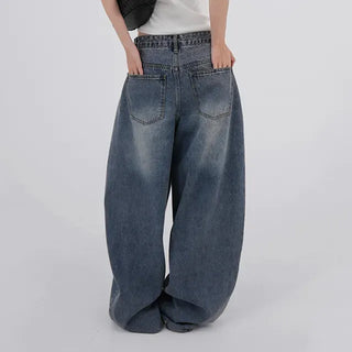 Nepo Mega Balloon Fit Washed Denim Pants