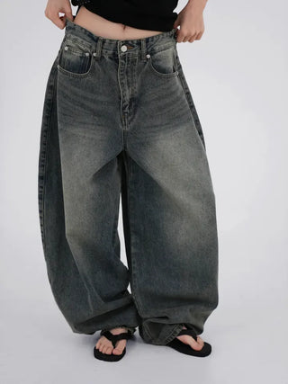 Nepo Mega Balloon Fit Washed Denim Pants