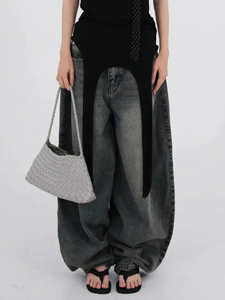Nepo Mega Balloon Fit Washed Denim Pants
