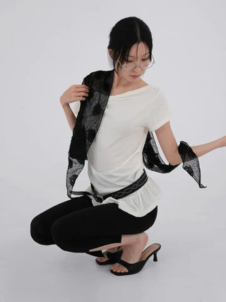 Yuko Boat Neck Flare Off-Shoulder Top