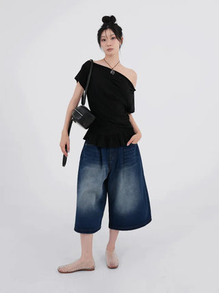 Yuko Boat Neck Flare Off-Shoulder Top