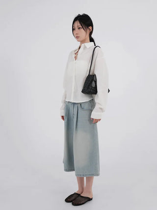 Sebin Basic Linen Crop Shirt
