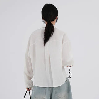 Sebin Basic Linen Crop Shirt
