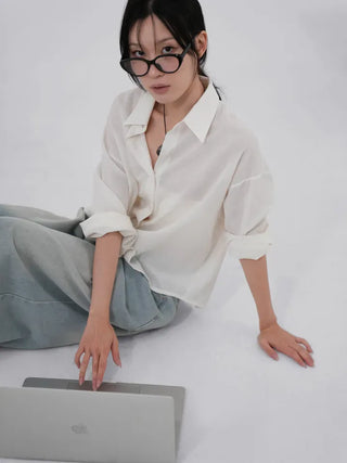 Sebin Basic Linen Crop Shirt