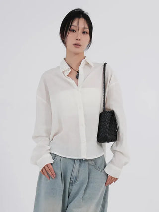 Sebin Basic Linen Crop Shirt