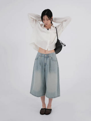 Sebin Basic Linen Crop Shirt
