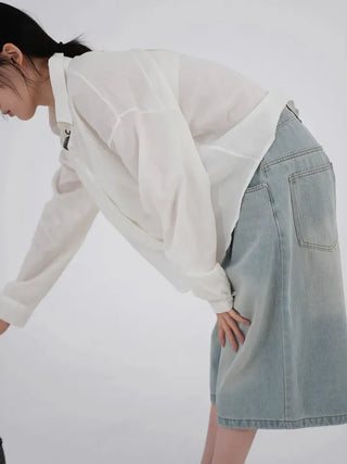 Sebin Basic Linen Crop Shirt