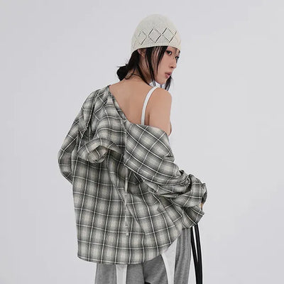 Faye Long Sleeve Check Hoodie