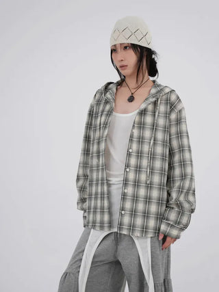 Faye Long Sleeve Check Hoodie