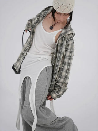 Faye Long Sleeve Check Hoodie