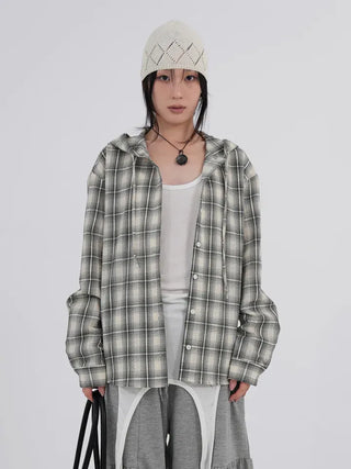 Faye Long Sleeve Check Hoodie