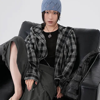 Faye Long Sleeve Check Hoodie