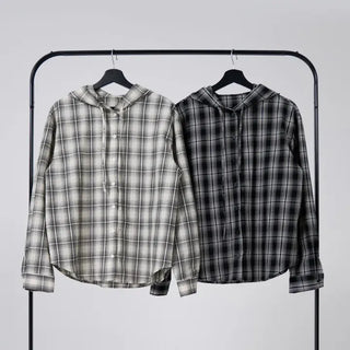 Faye Long Sleeve Check Hoodie