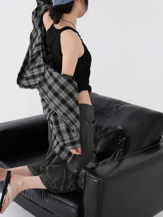 Faye Long Sleeve Check Hoodie