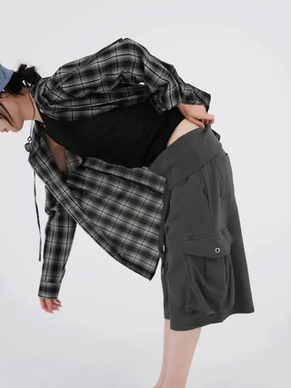 Faye Long Sleeve Check Hoodie