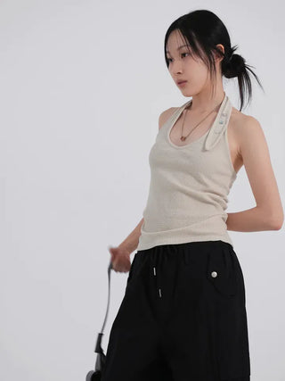 Lauren Button Halterneck Sleeveless