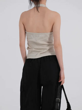 Lauren Button Halterneck Sleeveless