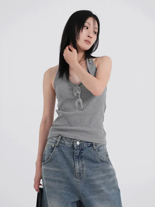 Lauren Button Halterneck Sleeveless