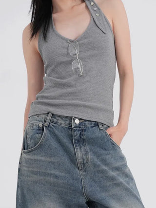 Lauren Button Halterneck Sleeveless