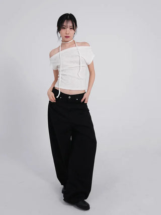 Dearning Slub Cotton Wide Pants