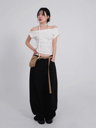 Dearning Slub Cotton Wide Pants