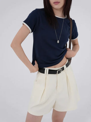 Mapu Color Block Modal Ringer Short Sleeve T-shirt