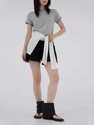 Mapu Color Block Modal Ringer Short Sleeve T-shirt