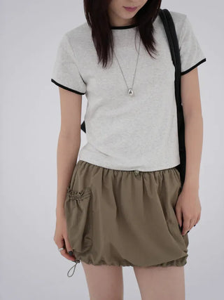 Mapu Color Block Modal Ringer Short Sleeve T-shirt