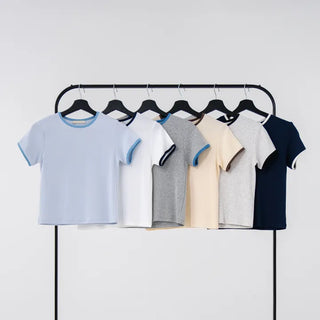 Mapu Color Block Modal Ringer Short Sleeve T-shirt