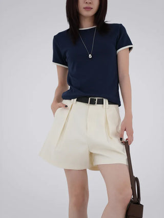 Mapu Color Block Modal Ringer Short Sleeve T-shirt