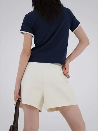 Mapu Color Block Modal Ringer Short Sleeve T-shirt