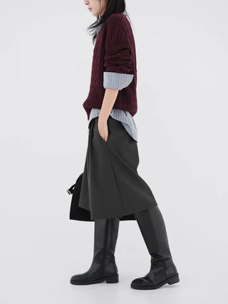 Chino V-Neck Cable Knit