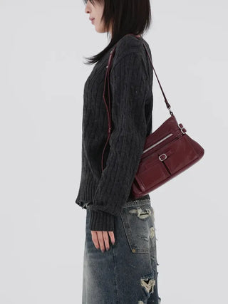 Chino V-Neck Cable Knit