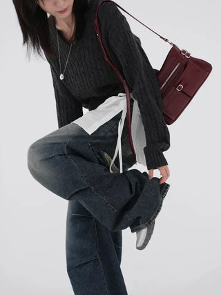 Chino V-Neck Cable Knit