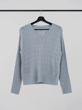 Chino V-Neck Cable Knit