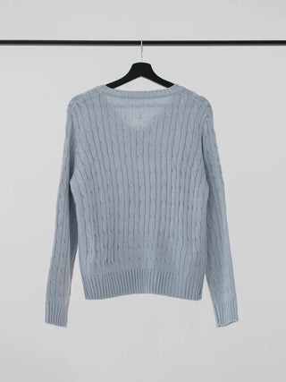 Chino V-Neck Cable Knit