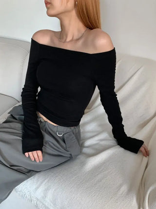 Velo Square Off-Shoulder Long Sleeve Top T-Shirt
