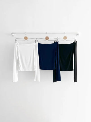 Velo Square Off-Shoulder Long Sleeve Top T-Shirt