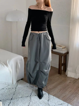 Velo Square Off-Shoulder Long Sleeve Top T-Shirt