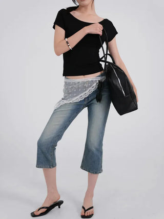 Daru Low-Rise Capri Denim Pants