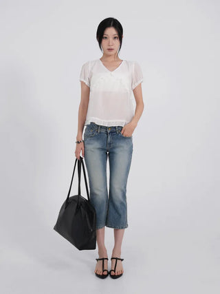 Daru Low-Rise Capri Denim Pants
