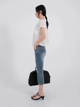 Daru Low-Rise Capri Denim Pants