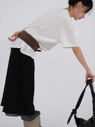 Kuel Boxy Fit Simple One-Shoulder Short Sleeve T-Shirt